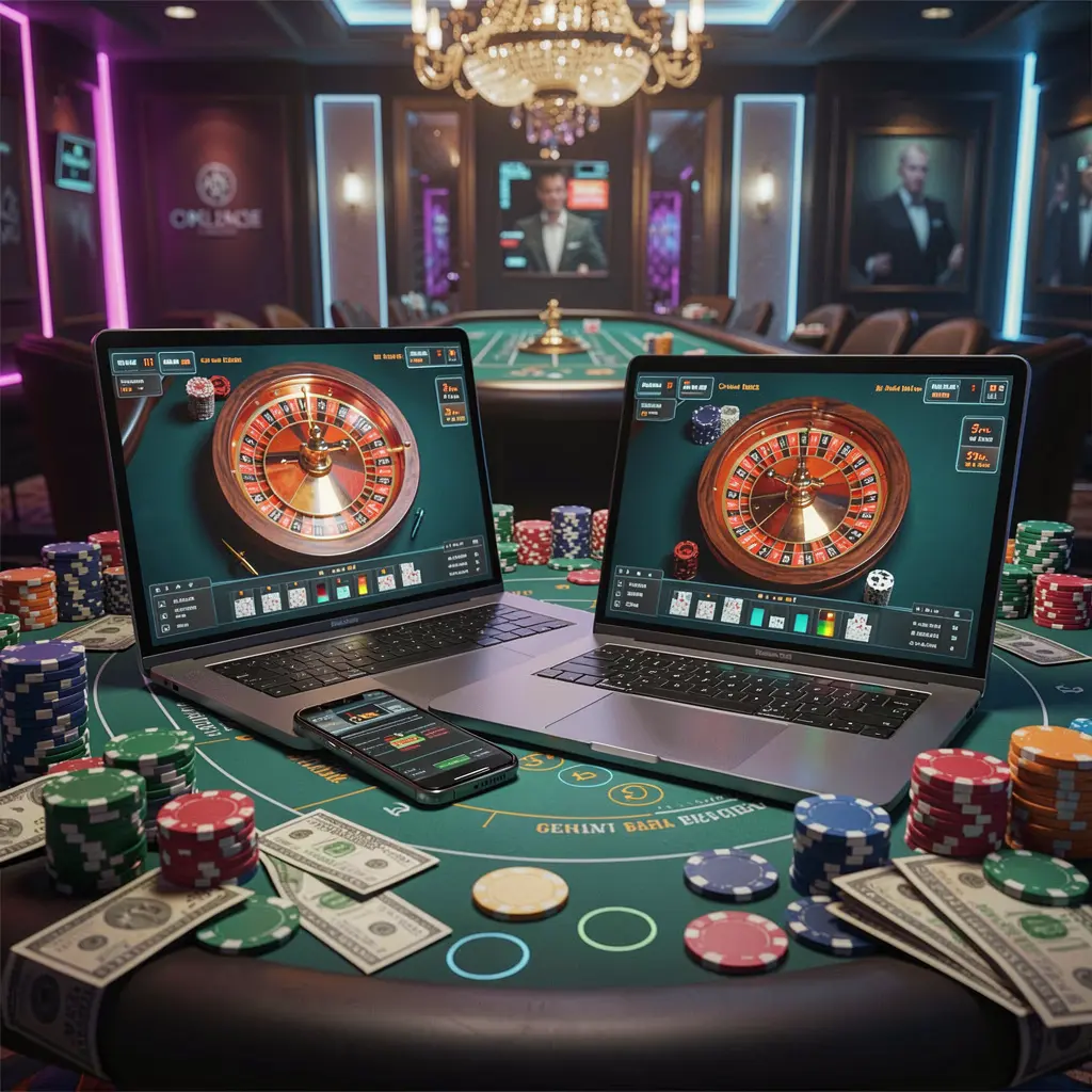 JILI BXB Casino – Enjoy smooth multi device roulette action anytime in the Philippines Modern roulette gameplay on laptop and smartphone surrounded by casino chips highlighting the seamless multi device experience of JILI BXB Casino for players in the Philippines